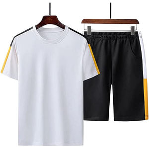 T-shirt à manches courtes blanc et noir pour homme avec rayures noires et jaunes, col rond, séchage rapide, sportif, été, polyester - Product Image 4