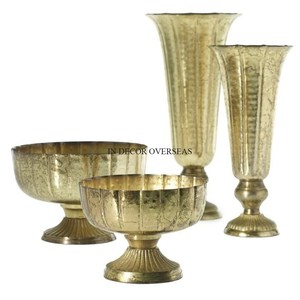 Juego de 3 jarrones de flores de lujo de acero inoxidable de alta calidad, plateados, brillantes y pulidos, con jarrón dorado para decoración de bodas y hogar. - Product Image 6