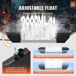 Catégorie de Produit IP67 Étanche 12 Tête Ultrasonique Fogger 9000 mL/H Mist Maker Dry Ice - Product Image 4