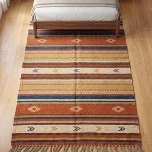 Alfombra de Lana Tejida a Mano Más Vendida - Antideslizante, Pelo Medio, Base de Lona de Algodón, con Flecos - Product Image 4
