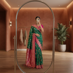 Sari de Seda Banarasi de Diseño de Última Moda y Calidad Premium para Damas, Disponible a un Precio Accesible desde India - Product Image 1