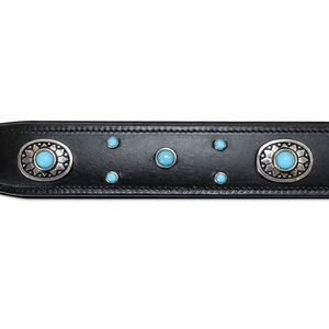 Genuine Leather Turquoise Concho Dog <b>Collar</b> Western Decorative Handcrafted Durable <b>Pet</b> <b>Collar</b> Adjustable Heavy Duty Buckle - Product Image 5