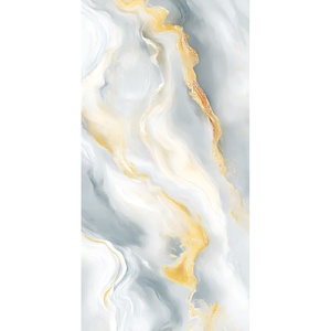 Carreaux de sol en porcelaine gris clair et veiné or, style abstrait moderne, décoration intérieure, revêtement mural - Product Image 2