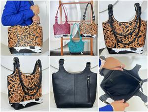 Sac à main pour femme en cuir véritable de vache véritable, de haute qualité, vintage, OEM, cuir travaillé, sac à main à bandoulière pour femme, vente en gros personnalisée - Product Image 3