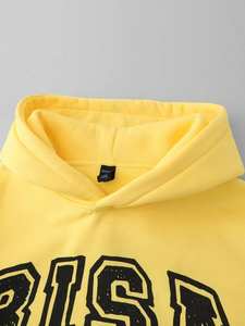 Conjunto Deportivo de Alta Calidad para Hombre, Sudadera Holgada y Pantalones Estilo Urbano, Chándal Holgado con Estampado Amarillo para Hombre - Product Image 5