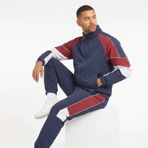 Custom Manufacturers Men's Nylon <b>Jacket</b> and Nylon Tracksuit Two Piece Reflective Stripe High Quality Windbreaker Sweatsuit - Product Image 4
