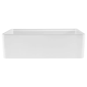 Lavello da Cucina Bianco Stile Rustico 32.5x20 Pollici con Grembialino Frontale, Vasca Singola Quadrata in Argilla Refrattaria, Installazione Sottopiano, Workstation con Opzioni Multiple di Alimentazione CA - Product Image 1