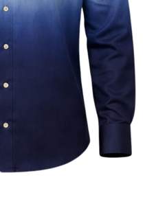 เสื้อเชิ้ตผู้ชายสีขาว-น้ำเงินไล่เฉด ผ้าฝ้ายพรีเมียม แขนยาว ติดกระดุม สวมใส่ได้ทั้งแบบเป็นทางการและลำลอง ผลิตตามสั่ง จำหน่ายส่ง - Product Image 6