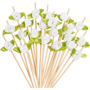 100 Stuzzicadenti Decorativi a Forma di Rosa, Lunghi Stuzzicadenti a Fiore per Antipasti, Bastoncini di Bambù per Feste e Matrimoni - Product Image 3