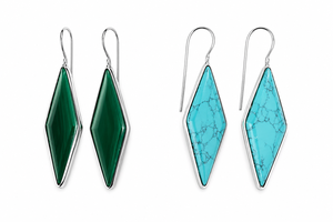 High Demand Product Antique Silver-Plated Bell Shape Geometric Bezel Setting Hoop Earrings with Turquoise Stone Bulk Supplier - Product Image 4