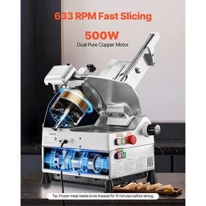 Affettatrice Elettrica per Gastronomia 500W, Lama Affilata in Acciaio 75Cr1 da 10 Pollici, Spessore Regolabile 0-0,67 Pollici per Affettare Carne - Product Image 3