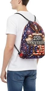 Wholesale Custom American Flag <b>Drawstring</b> <b>Backpack</b> Water Resistant Lightweight Patriotic Cinch Gym Sack For Sports Travel Bulk - Product Image 5