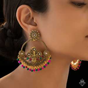 PRAO Floral Danglers Anti-Tarnish Ethnic <b>Fine</b> <b>Dangle</b> <b>Earrings</b> - Product Image 3