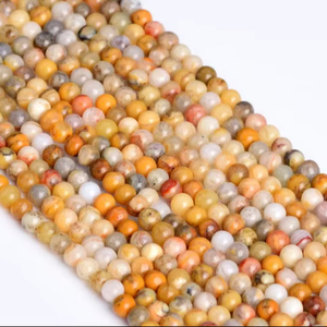 Perles d'agate Crazy Lace Orange Crème, pierres précieuses naturelles authentiques, brin complet de perles rondes en vrac, vente en gros - Product Image 1