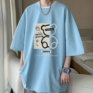 Nueva Llegada, Venta al por Mayor de Fábrica, Camisetas de Algodón 100% de Alta Calidad para Hombre, Unisex, Casuales, Transpirables, Tejidas, Talla Grande, Corte Holgado - Product Image 3