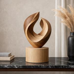 Pièce décorative en bois massif de créateur Antique Creations, figurine en bois naturel, finition bois naturel, artisanat haut de gamme, accessoire d'intérieur de luxe - Product Image 2