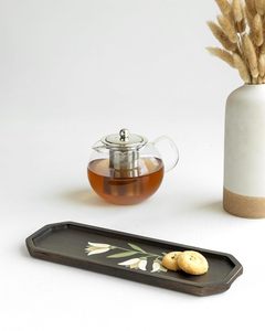 Rectangular Shaped Wooden <b>Snacks</b> Server Seasoned Wood Polished with Floral Handpainted Elegant Decorative <b>Tray</b> At Lower Price - Product Image 2