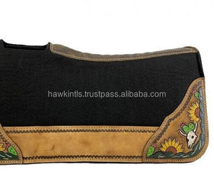 Selle de cheval western de qualité supérieure, conçue sur mesure, coussin en feutre de laine avec patch en cuir - Product Image 4
