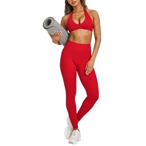 Pantalon de yoga côtelé sans couture taille mi-haute élastique pour femme, tendance, effet push-up, contrôle du ventre, anti-odeur, pour l'entraînement - Product Image 4