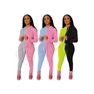 Conjunto Deportivo de 2 Piezas para Mujer, Estilo Color-Block, 100% Algodón, Traje Deportivo para Correr, Ropa Deportiva para Exteriores - Product Image 1