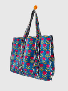 Sac fourre-tout bohème en coton brodé avec motif floral, sac de shopping pour femme toutes saisons, fermeture ouverte - Product Image 3