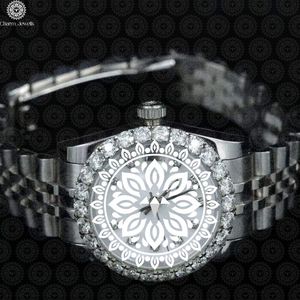 Montre de luxe Charm Jewells en acier inoxydable, cadran 30 mm, boîtier incrusté de diamants, mouvement mécanique analogique, mode masculine, 10 bars - Product Image 1