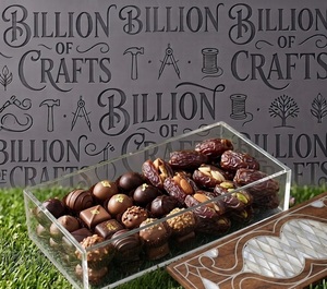 Caja de Regalo Rectangular de Madera Hecha a Mano con Incrustaciones Florales para Eid Mubarak, Contenedor para Dulces, Frutos Secos y Chocolates de Ramadán - Product Image 2