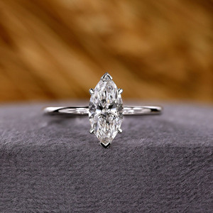 Original Marquise Lab Diamond Solitaire Ring Signature Design for Her Engagement Wedding or Anniversary Gift for <b>Wives</b> - Product Image 1