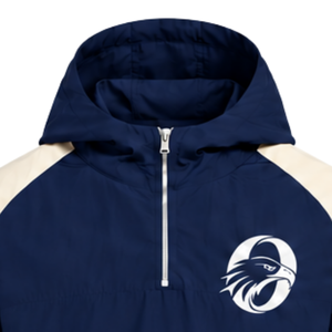 Mens <b>Navy</b> Blue Neutral Colorblock Windbreaker Hoodie Lightweight Quarter Zip Pullover Jacket Outdoor Sports Training <b>Top</b> - Product Image 3