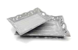 ถาดเสิร์ฟไม้สีขาวลายไม้แบบวินเทจ พร้อมหูจับแกะสลัก สำหรับตกแต่งโต๊ะกาแฟและบ้าน - Product Image 6