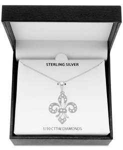Collana pendente con Fleur-de-Lis 18 "di diamanti (1/10 ct. T. w.) in argento Sterling | Macacy's - Product Image 3