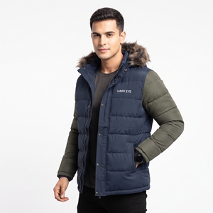 Wholesale Custom <b>Corduroy</b> Puffer <b>Jacket</b> for <b>Men</b> Faux Fur Lined Two Tone Insulated Winter Parka Streetwear - Product Image 2