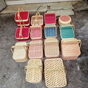 Panier en bambou multifonctionnel le plus vendu avec couvercle et poignées pour emballage de mariage, fournitures de pique-nique, décoration intérieure - Product Image 3