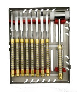 Juego de 9 Cinceles para Hueso de Acero Inoxidable Color Dorado DETAIN IMPEX, Clase I, con Martillo Manual, Certificación CE, para Partir Hueso y Uso Dental - Product Image 4