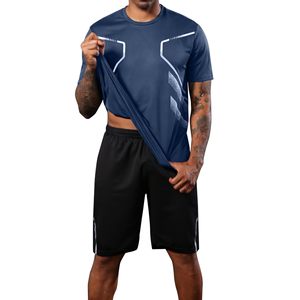 Men's 100% Polyester Set <b>Shirt</b> and Shorts Set Zipper Pockets Quick Dry Gym Athletic Clothes Workout Running Summer Casual Outfit - Product Image 3