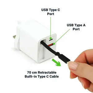 Cargador Rápido GaN de 80W con Cable Tipo-C Retráctil, Función PD3.1, Salida de 5V/3A para Laptop - Product Image 2