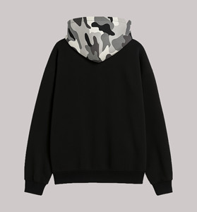 Sweat-shirt à capuche pour homme en jersey noir anti-rides avec imprimé camouflage, confortable et élégant, idéal pour un usage décontracté - Product Image 3