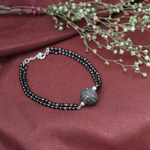 Natural Black <b>Top</b> Selling Latest Design Bead Bracelet Sterling Silver <b>Beaded</b> Women and Girls Sterling Silver Bracelet Jewelry - Product Image 3