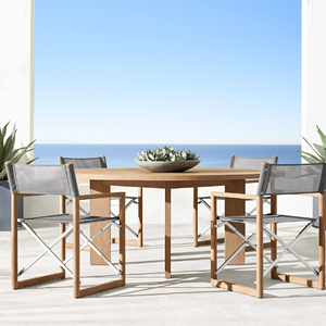 Table ronde en teck écologique pour repas en plein air, en promotion, robuste et durable. - Product Image 1