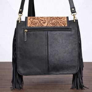 Wholesale Hand Tooled Carving Leather <b>Fringe</b> Handbag Cowhide Fur Gypsy Boho Vintage Handmade Shoulder Cross Body Stylish Bags - Product Image 5