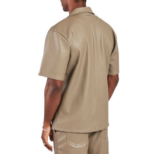 Men Hot Selling <b>Half</b> Sleeves <b>Shirts</b> Custom Premium Men Real Leather <b>Shirts</b> Wholesale Trending Genuine Leather <b>Shirt</b> - Product Image 2