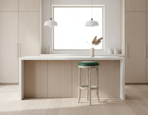 เก้าอี้บาร์ทรงกลมแบบร่วมสมัย โครงสร้างแข็งแรง เก้าอี้บาร์ไม้ทรงกลม ฐานกลมทันสมัย เก้าอี้เคาน์เตอร์ไม้ยางพารา ดีไซน์คลาสสิก - Product Image 2