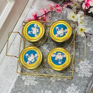 Plateau en métal traditionnel avec impression émail Pichwai, porte-bougie, design Art Déco - Product Image 4