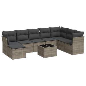 Conjunto de Sofás Modulares Grandes para Jardín, en Poliratán Gris y Acero, Muebles Modulares Elegantes para Exteriores - Product Image 2