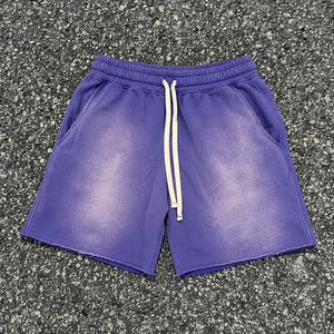 Shorts Homme Personnalisés Vintage Délavés pour Streetwear, en Molleton de Coton Épais, Ourlet Brut, Coupe Ample et Décontractée, Idéal Été - Product Image 1