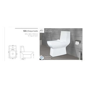 Inodoro Compacto de Esquina de Una Pieza, Cerámica Blanca, Sanitario de 675x360x700mm, Doble Descarga, para Proyectos de Hoteles y Apartamentos - Product Image 3