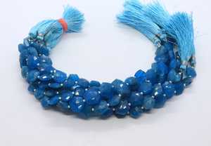 Natural Neon Blue Apatite Faceted Hexagon Cut Beads 8-9 MM Blue Apatite Gemstone Beads 8 Inch Neon Apatite Fancy Shape Beads - Product Image 4