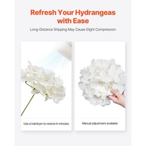 Fiori Artificiali Realistici in Seta Bianca, 65 Pezzi di Ortensie Finte per Bouquet da Sposa Fai-da-Te e Steli per Addio al Nubilato, Finto Fiore Bianco in Bulk - Product Image 5