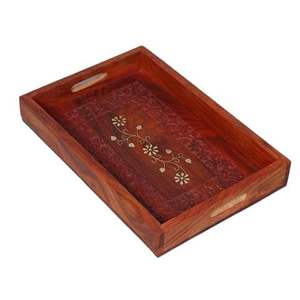 Plateau de service rectangulaire en bois de style médiéval pour la maison, les mariages, les hôtels, les tables, les fruits, les aliments. - Product Image 3