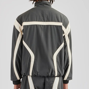 <b>Men</b> Color Blocked <b>Racer</b> <b>Jacket</b> With Zipper Closure Stand Collar Windproof Street Style Polyester Autumn Wear - Product Image 2